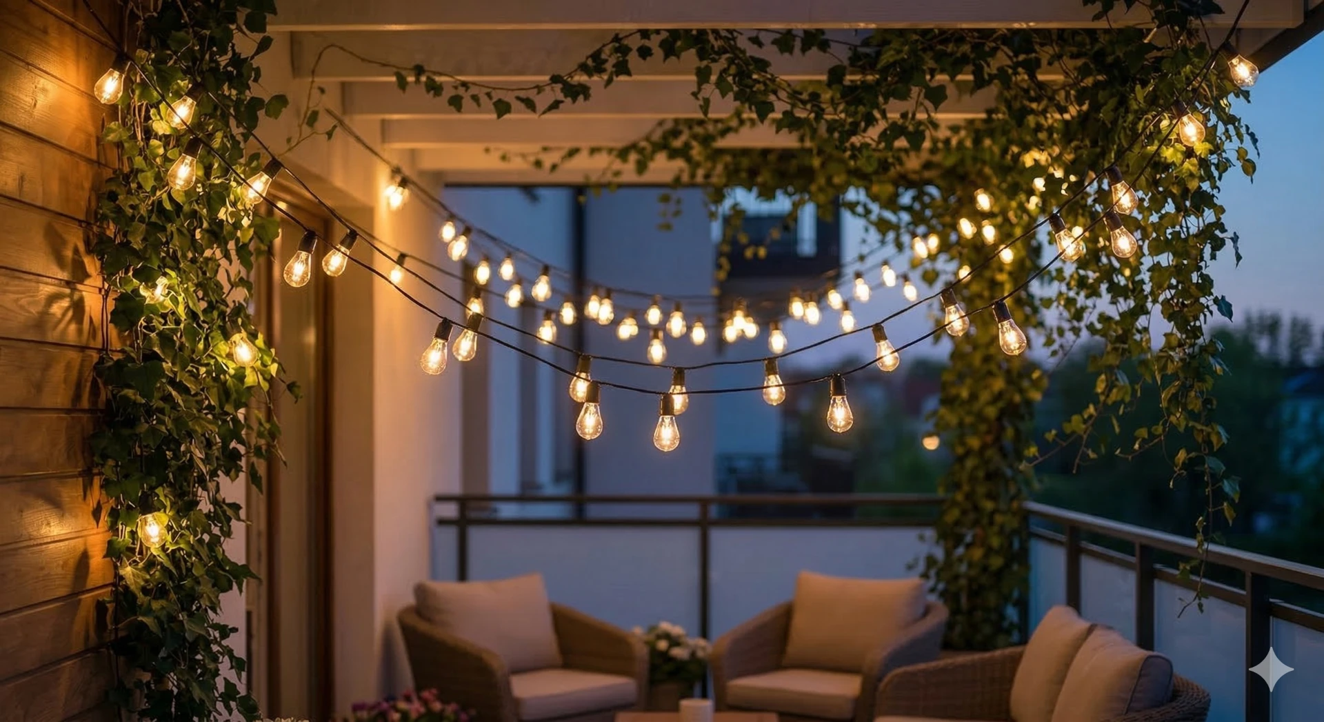 Oświetlenie balkonu - girlandy