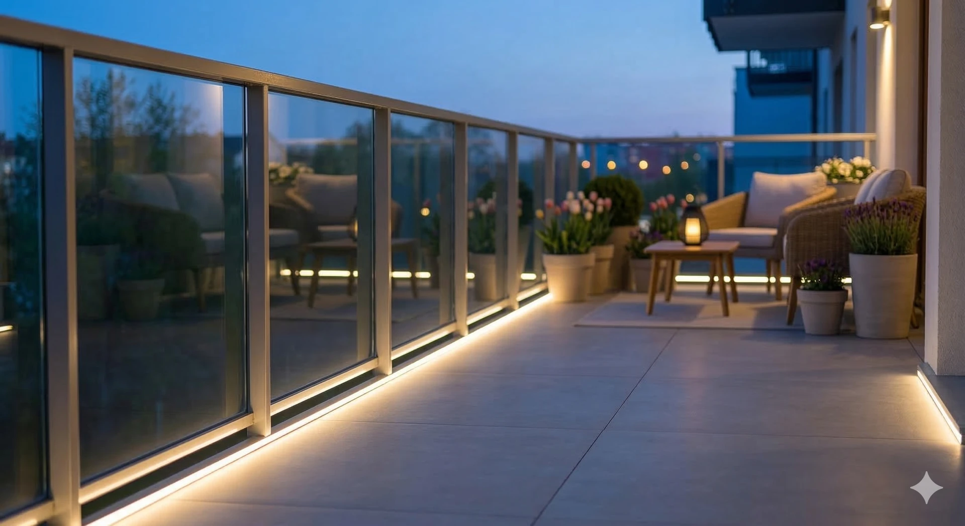 Oświetlenie balkonu - podświetlenie balustrady