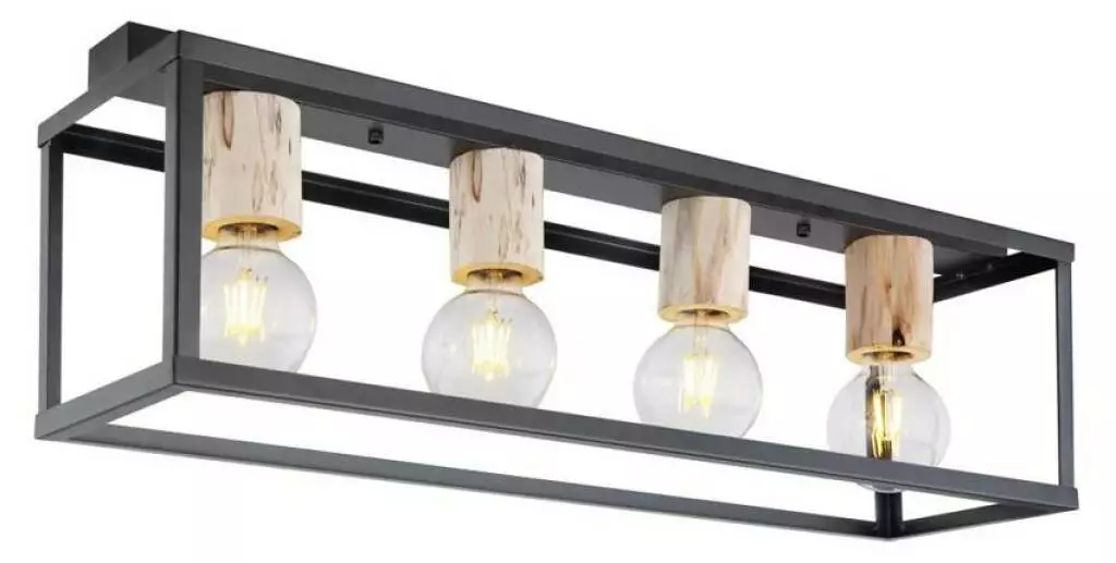 Retro lampa sufitowa 4xE27 czarna 34-00798