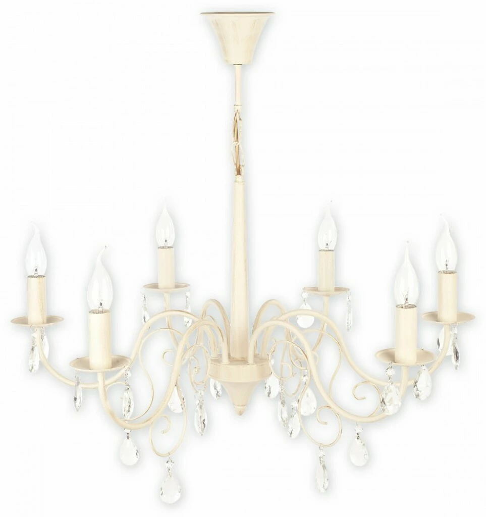 Velio żyrandol 6xE14 antyczna biel styl rokoko