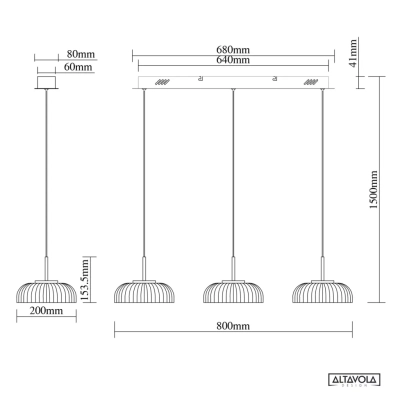 Vitrum CL3 lampa wisząca LED 3x7W 1260lm 3000K czarny złoty