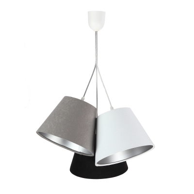 Selena lampa wisząca 3 x E27 abażur biały, szary i czarny środek srebrny