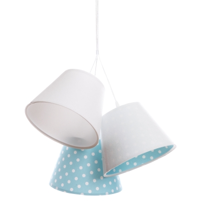 Laura  lampa wisząca 3 x E27 abażur biały, niebieski środek kolorowe wzory