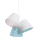 Laura  lampa wisząca 3 x E27 abażur biały, niebieski środek kolorowe wzory