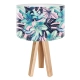 Tropikalna lilia Ø 30 cm lampka stołowa E27 abażur z nadrukiem latexowym, stelaż drewniany sosnowy