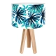 Niebieska palma Ø 30 cm lampka stołowa E27 abażur z nadrukiem latexowym, stelaż drewniany sosnowy