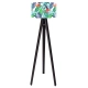 BPS Liście jungle Ø40cm lampa podłogowa E27 abażur z nadrukiem latexowym, stelaż drewniany czarny