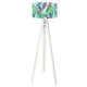 BPS Liście jungle Ø40cm lampa podłogowa E27 abażur z nadrukiem latexowym, stelaż drewniany biały