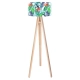 BPS Liście jungle Ø40cm lampa podłogowa E27 abażur z nadrukiem latexowym, stelaż drewniany sosnowy