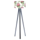 BPS Bunga tropiku Ø40cm lampa podłogowa E27 abażur z nadrukiem latexowym, stelaż drewniany antracyt