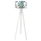 BPS Zebra tropiku Ø 40 cm lampa podłogowa E27 abażur z nadrukiem latexowym, stelaż drewniany biały