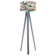 Tropikalny granat Ø40cm lampa podłogowa E27 abażur z nadrukiem latexowym, stelaż drewniany antracyt
