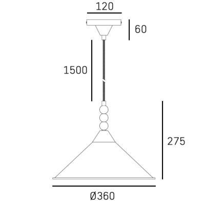 Ashford lampa wisząca 1xE27 P01517BK