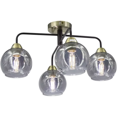 Aspen lampa sufitowa 4xE27 czarna mosiądz 2213/4 BL 21QG Elem