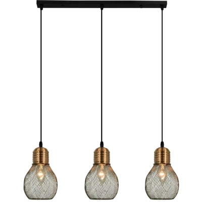 Edison lampa wisząca 3xE27 czarna, miedź 1998/3 Elem