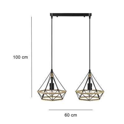 Piramida lampa wisząca 2xE27 czarna 8803/2