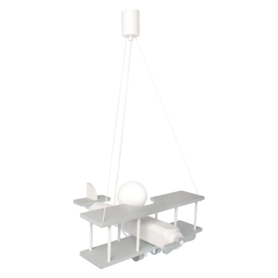 Samolot duży lampa wisząca 1xE27 szara biała Hellux