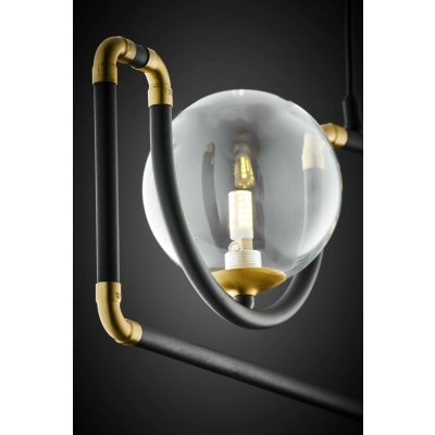 Hanza 3 lampa wisząca 3xG9 stelaż czarno-złoty, klosze przeźroczyste