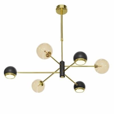 lampa wisząca do sypialni z kloszmi w kształcie kulek z metalu i szkła