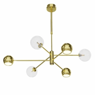 Lampa nad stól z kloszami szklanymi i metalowymi w kształcie kulek