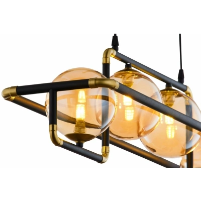 Zafra 4 lampa wisząca z bursztynowymi kloszami w kształcie kulek
