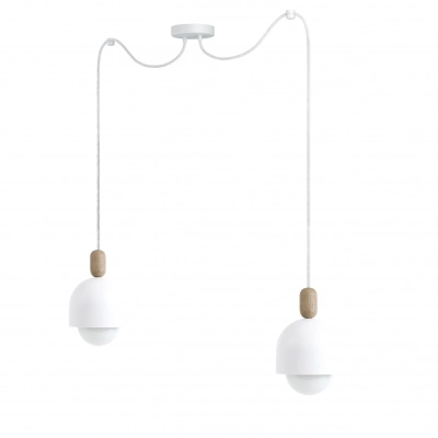 LOFT OVOI lampa wisząca z metalowymi białymi kloszami 2 x E27 Kolorowe Kable
