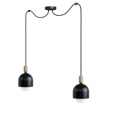LOFT OVOI lampa wisząca z metalowymi czarnymi kloszami 2 x E27 Kolorowe Kable