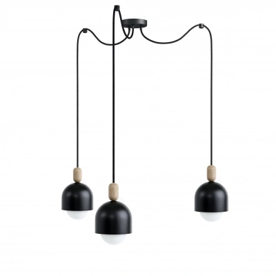 LOFT OVOI lampa wisząca z metalowymi czarnymi kloszami 3 x E27 Kolorowe Kable