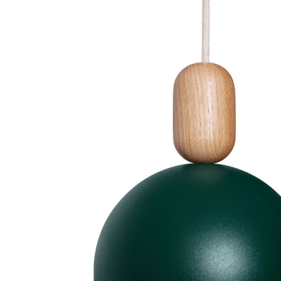 LOFT OVOI lampa wisząca z drewnianym elementemE27 ciemnozielona