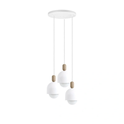 LOFT OVOI lampa wisząca kaskadowo z metalowymi białymi kloszami 3 x E27 Kolorowe Kable