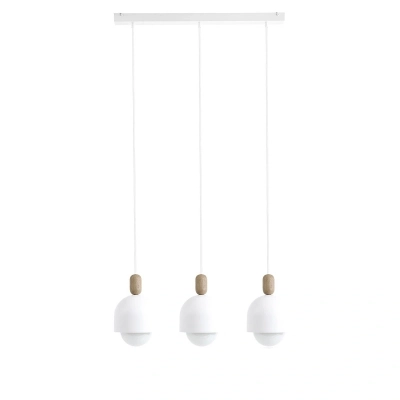 LOFT OVOI lampa wisząca na listwie z metalowymi białymi kloszami 3 x E27 Kolorowe Kable