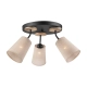 Lamkur Paco lampa sufitowa 3 x E14 stelaż czarny, abażur bezowy, drewno brzozowe