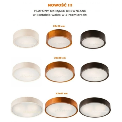 EVELINA plafon LED 12W drewniany 28 cm bielona sosna 12W 1200lm 3000K