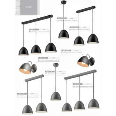 LIVIA lampa wisząca listwa grafit 2x60W E27