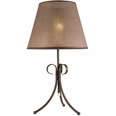 LORENZO lampa stołowa z abażurem brązowa 1x60W E27 Lamkur