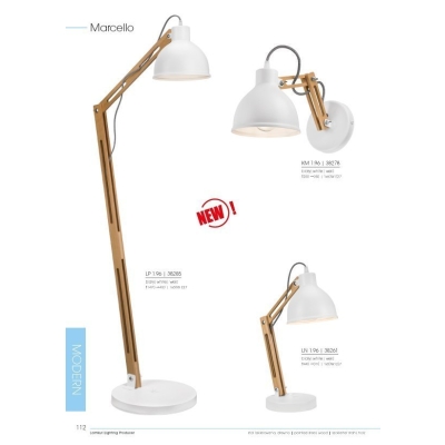 MARCELLO lampka biurkowa biała - drewno buk 1x60W E27