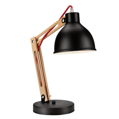 MARCELLO lampka biurkowa czarna - drewno buk 1x60W E27 Lamkur