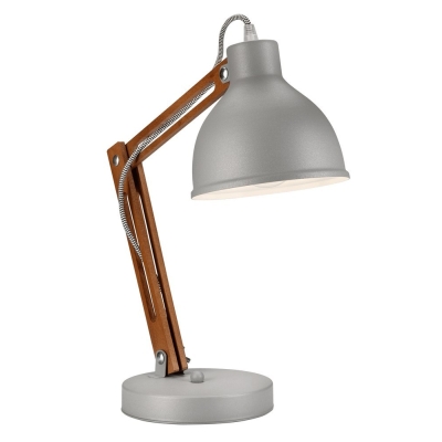 MARCELLO lampka biurkowa srebrna - drewno calvados 1x60W E27 Lamkur