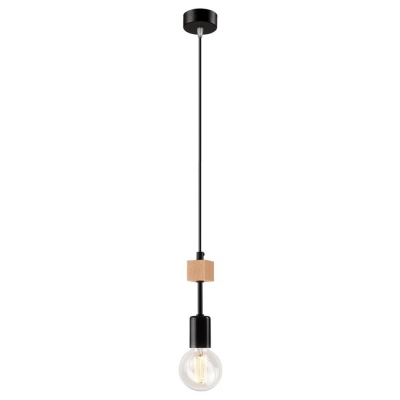 ORAZIO lampa wisząca czarna - naturalny buk 1x60W E27 Lamkur