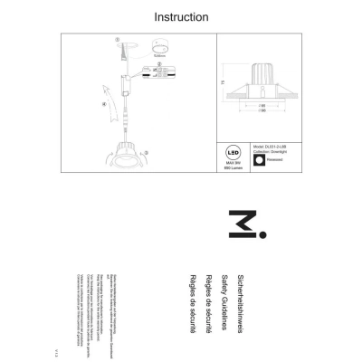 Yin lampa sufitowa LED 9W 650lm 3000K czarna DL031-2-L8B