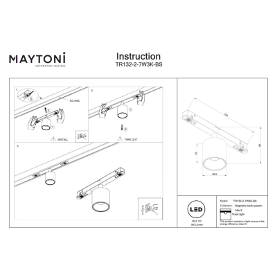 Alfa S lampa do szynoprzewodu magnetycznego Flarity LED 7W 380lm 3000K TR132-2-7W3K-BS
