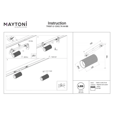 Artisan reflektor do szynoprzewodu magnetycznego Flarity LED 12W 920lm 2700K TR097-2-12W2.7K-M-BB