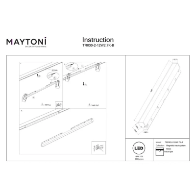 Basis lampa do szynoprzewodu magnetycznego Exility LED 12W 800lm 2700K TR030-2-12W2.7K-B