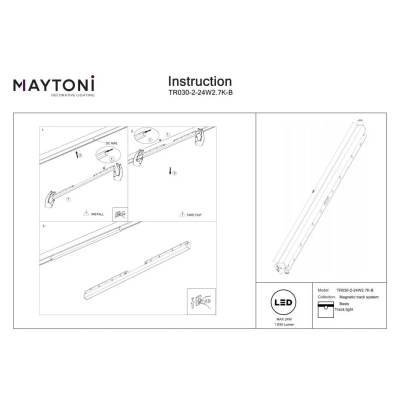 Basis lampa do szynoprzewodu magnetycznego Exility LED 24W 1630lm 2700K TR030-2-24W2.7K-B