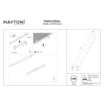 Basis lampa do szynoprzewodu magnetycznego Exility LED 12W 800lm 2700K-6000K TR030-4-12WTW-DD-B