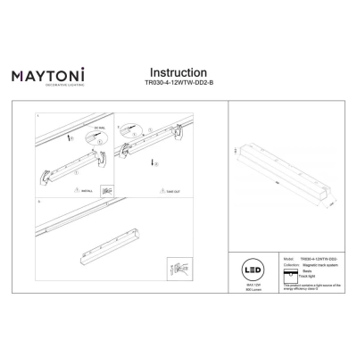 Basis lampa do szynoprzewodu magnetycznego Exility LED 12W 800lm 2700K-6000K TR030-4-12WTW-DD2-B
