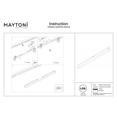 Basis lampa do szynoprzewodu magnetycznego Exility LED 24W 1280lm 2700K-6000K TR030-4-24WTW-DD2-B