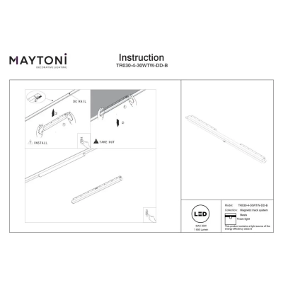 Basis lampa do szynoprzewodu magnetycznego Exility LED 30W 1650lm 2700K-6000K TR030-4-30WTW-DD-B
