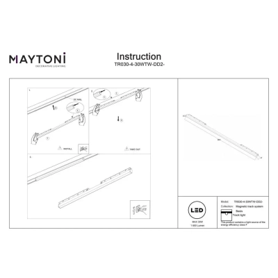 Basis lampa do szynoprzewodu magnetycznego Exility LED 30W 1650lm 2700K-6000K TR030-4-30WTW-DD2-W