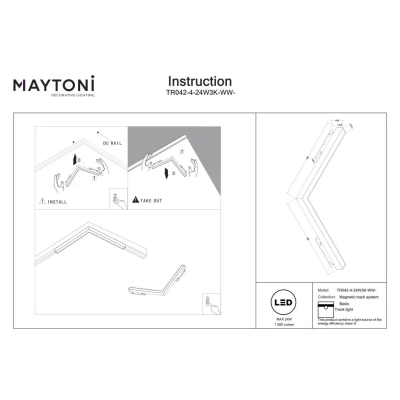 Basis lampa do szynoprzewodu magnetycznego Exility LED 24W 1280lm 3000K-6000K TR042-4-24W3K-WW-DS-1